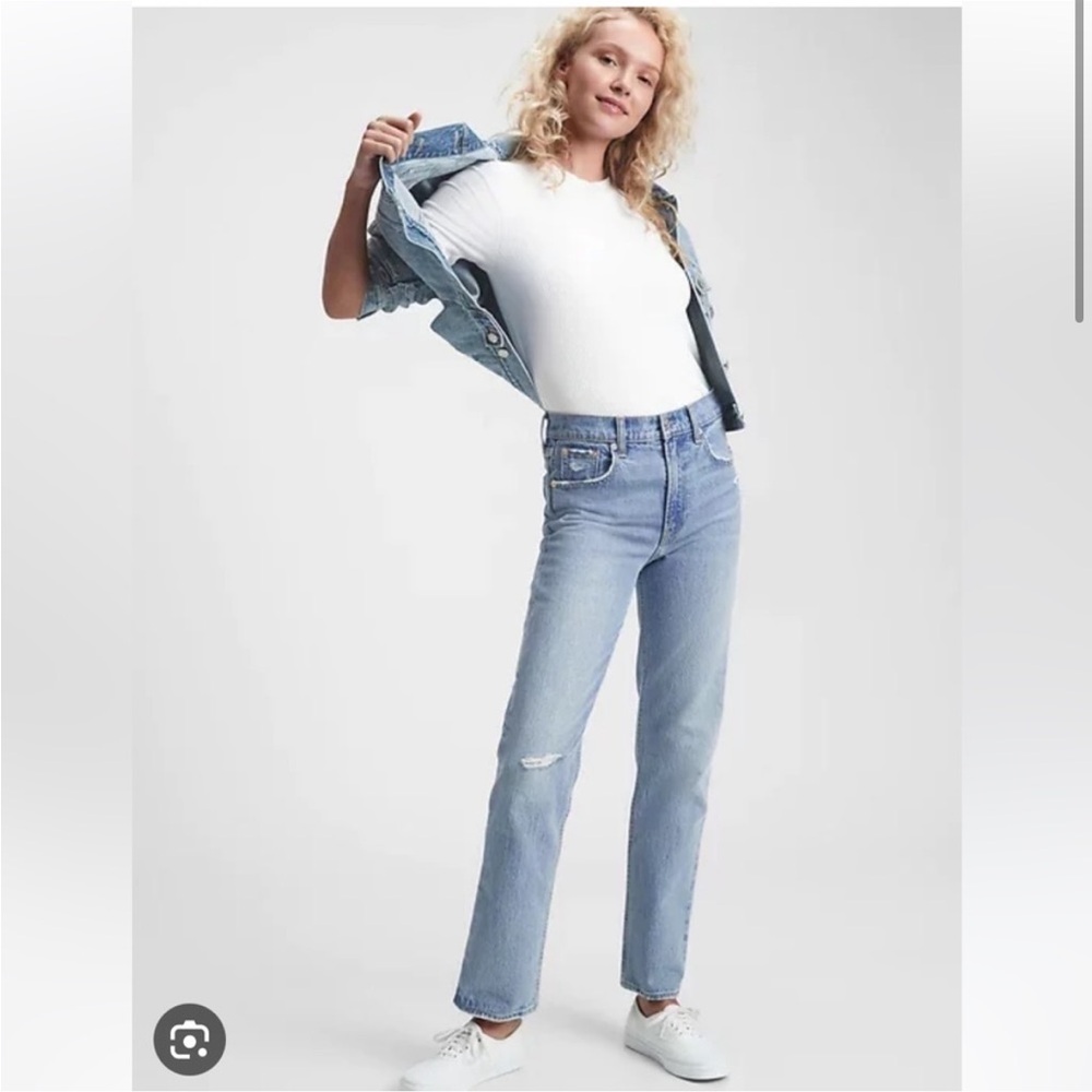 Gap Sky High Distressed Straight Leg Jeans 28 6P - Picture 3 of 12